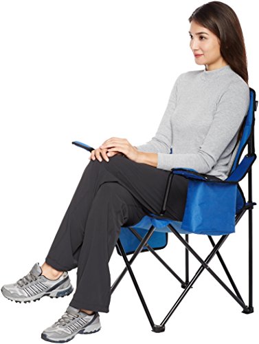 Portable Camping Chair with 4-Can Cooler, Side Pocket, Cup Holder, and Carry Bag