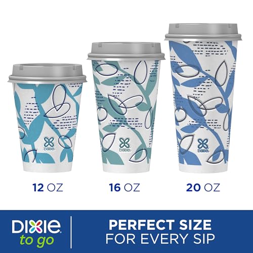 Disposable Insulated Paper Cups With Lids, 12 oz, 156 ct