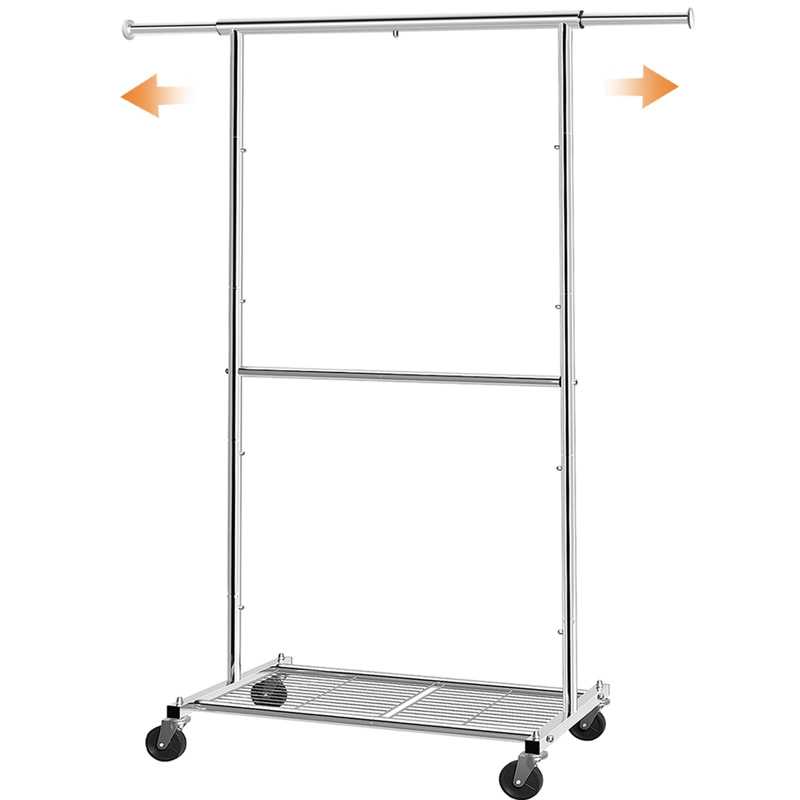 Clothing Garment Rack, Rolling Clothes Organizer with Wheels and Bottom Shelves