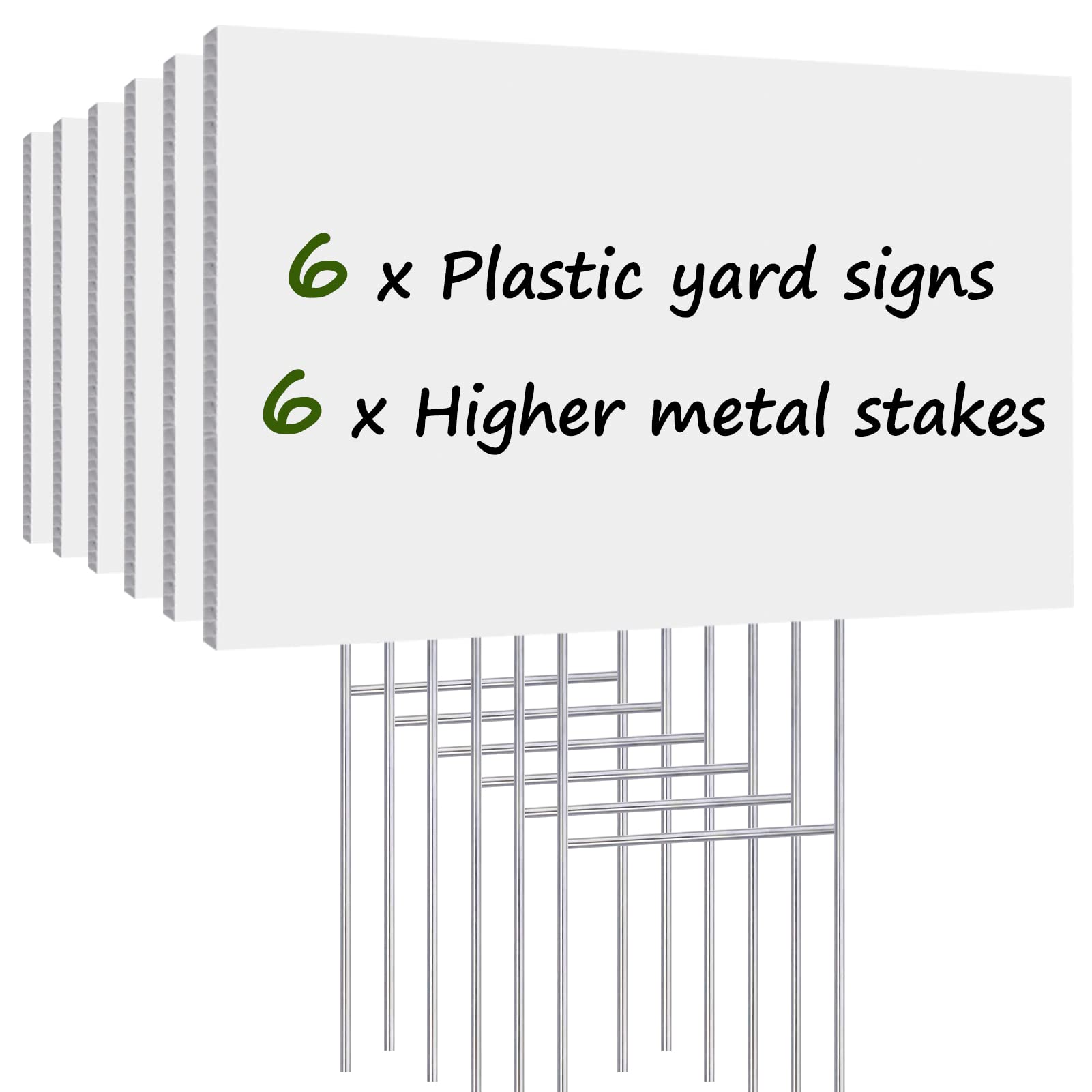 Blank Yard Signs with Stakes, Corrugated Plastic 17x12 Inches Custom Double Sided for Yard Sale Sign