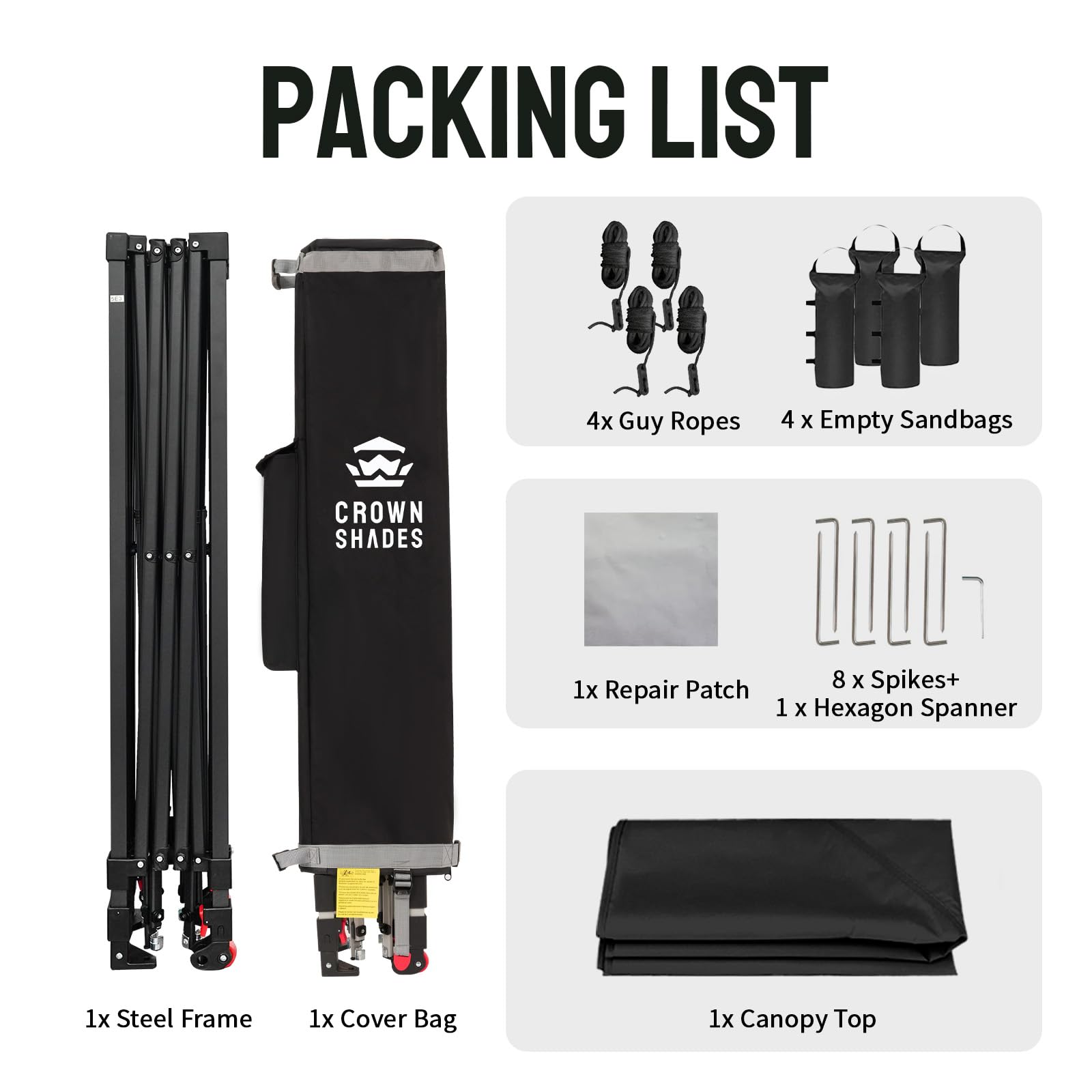 10'x10' Pop Up Canopy Tent, 8 Stakes & 4 Sand Bags