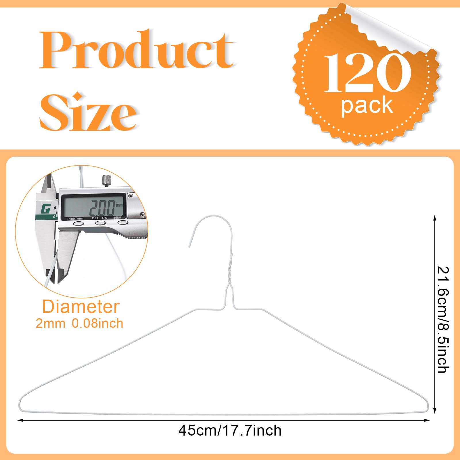 120 Pcs Wire Hangers Bulk 17.7"