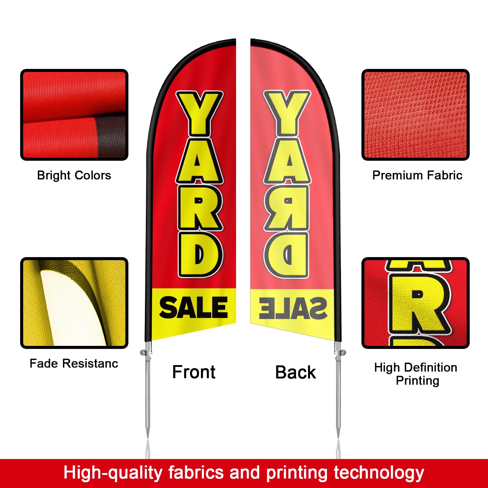 8-foot Yard Sale Flag Banner with Ground Spike