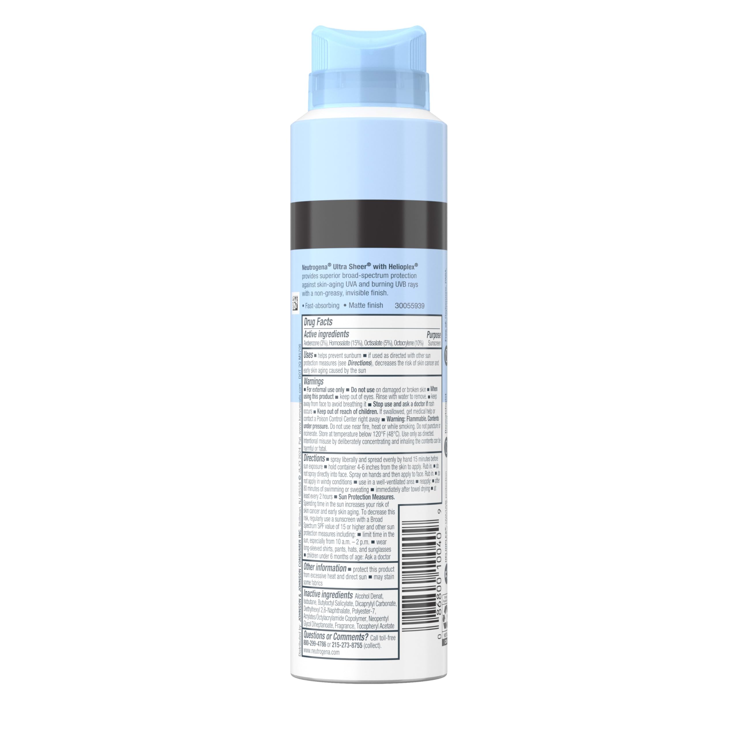 Ultra Sheer Body Mist Sunscreen Spray, Broad Spectrum SPF 70, Non-Greasy & Water Resistant