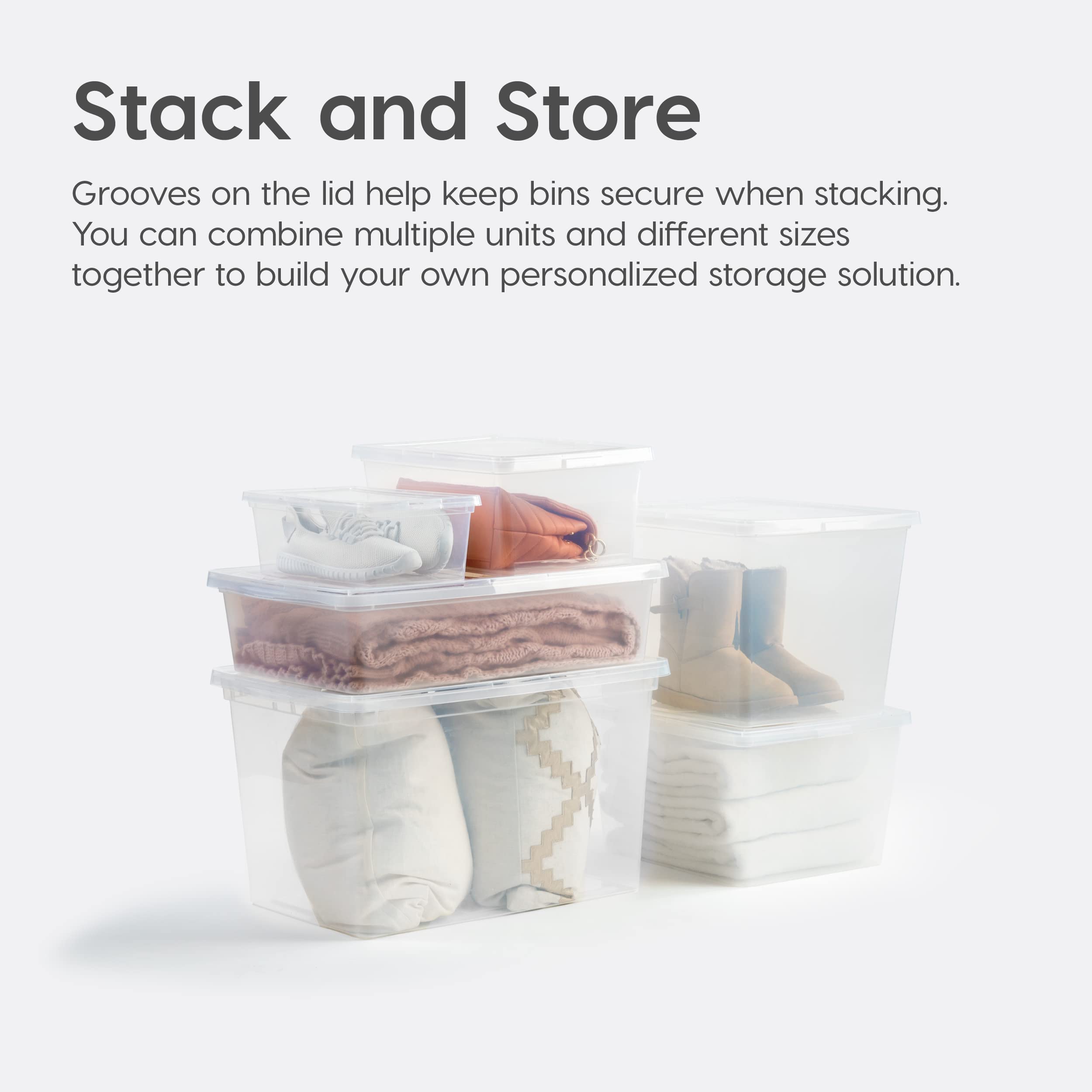20-Pack Storage Bins with Lids, 6 Quart, Shoe Boxes Clear Stackable Containers