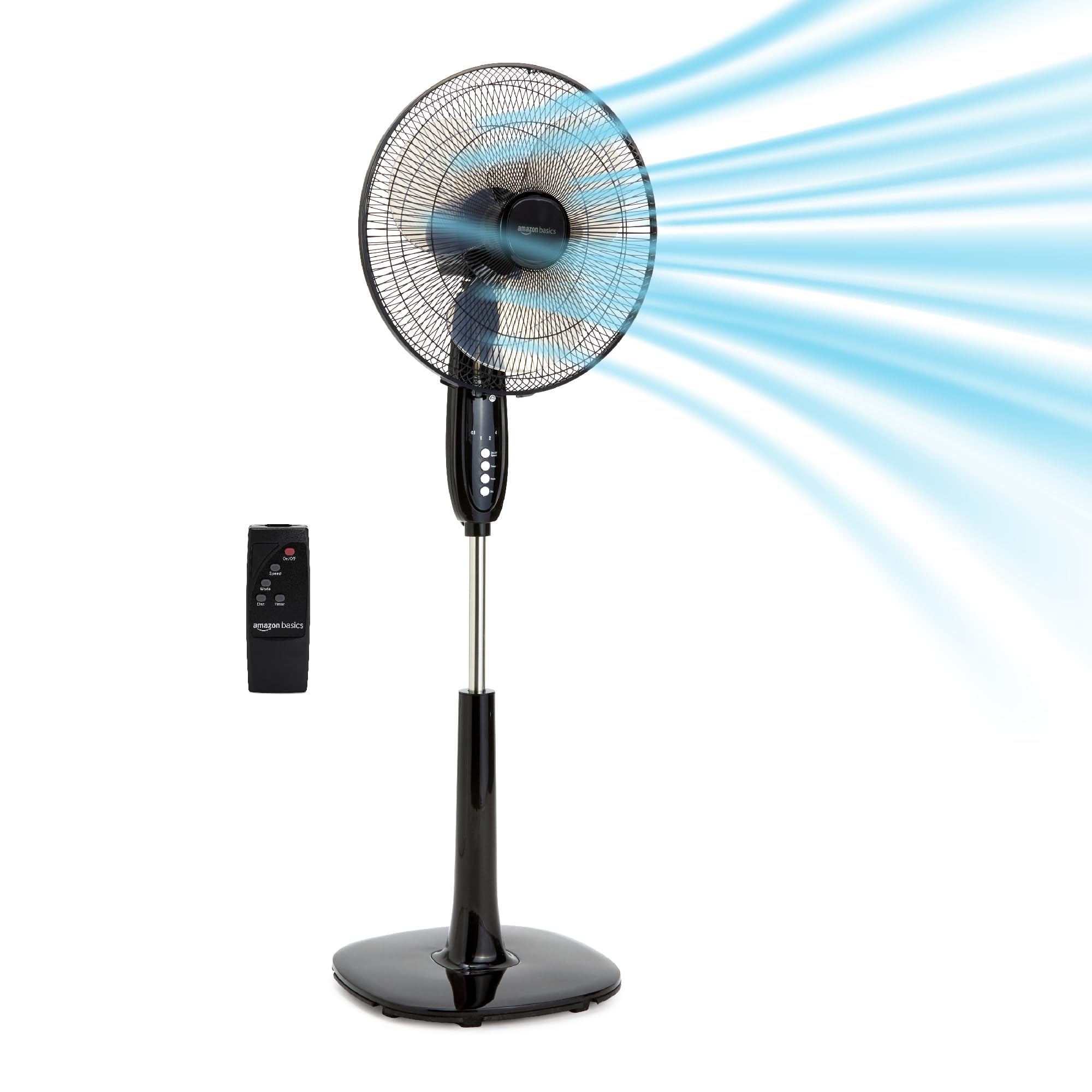 16" Pedestal Fan with Remote, Floor Fan, with 3 Speeds