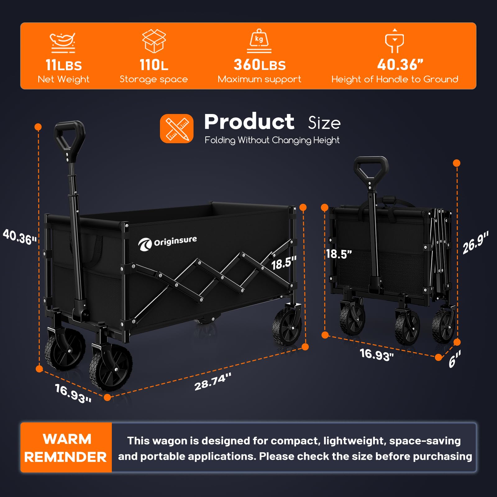 Lightweight Portable Heavy Duty Folding Wagon with Wheels - Outdoor Utility Carts