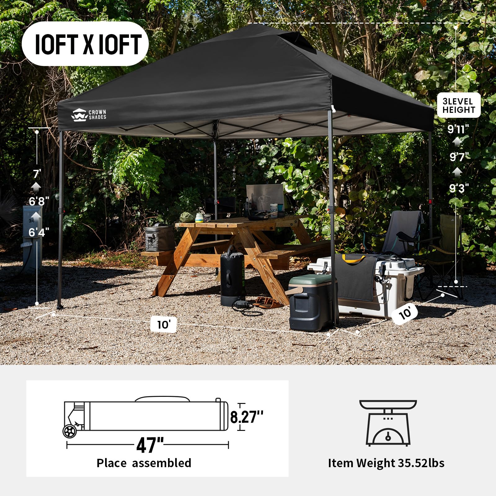 10'x10' Pop Up Canopy Tent, 8 Stakes & 4 Sand Bags