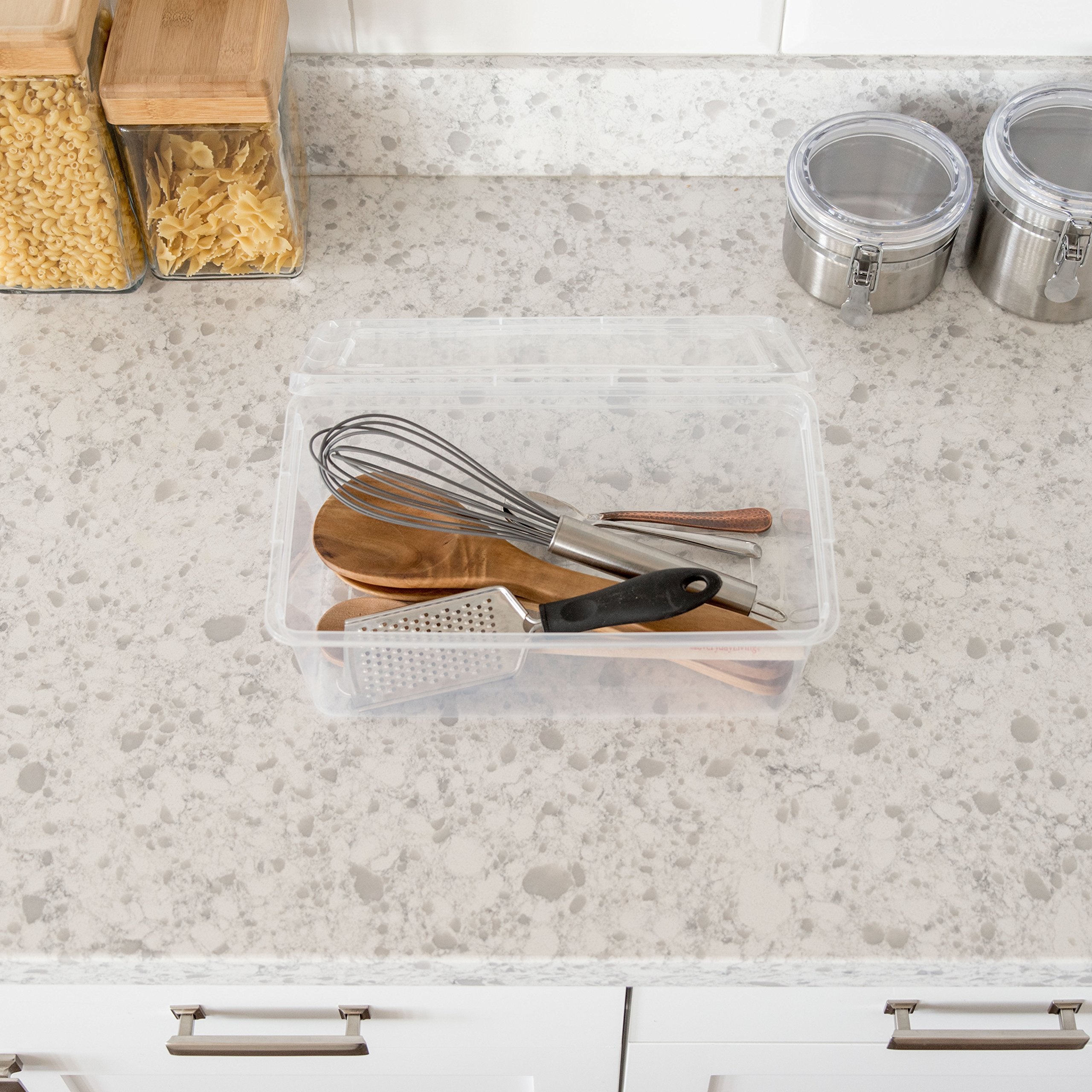 20-Pack Storage Bins with Lids, 6 Quart, Shoe Boxes Clear Stackable Containers