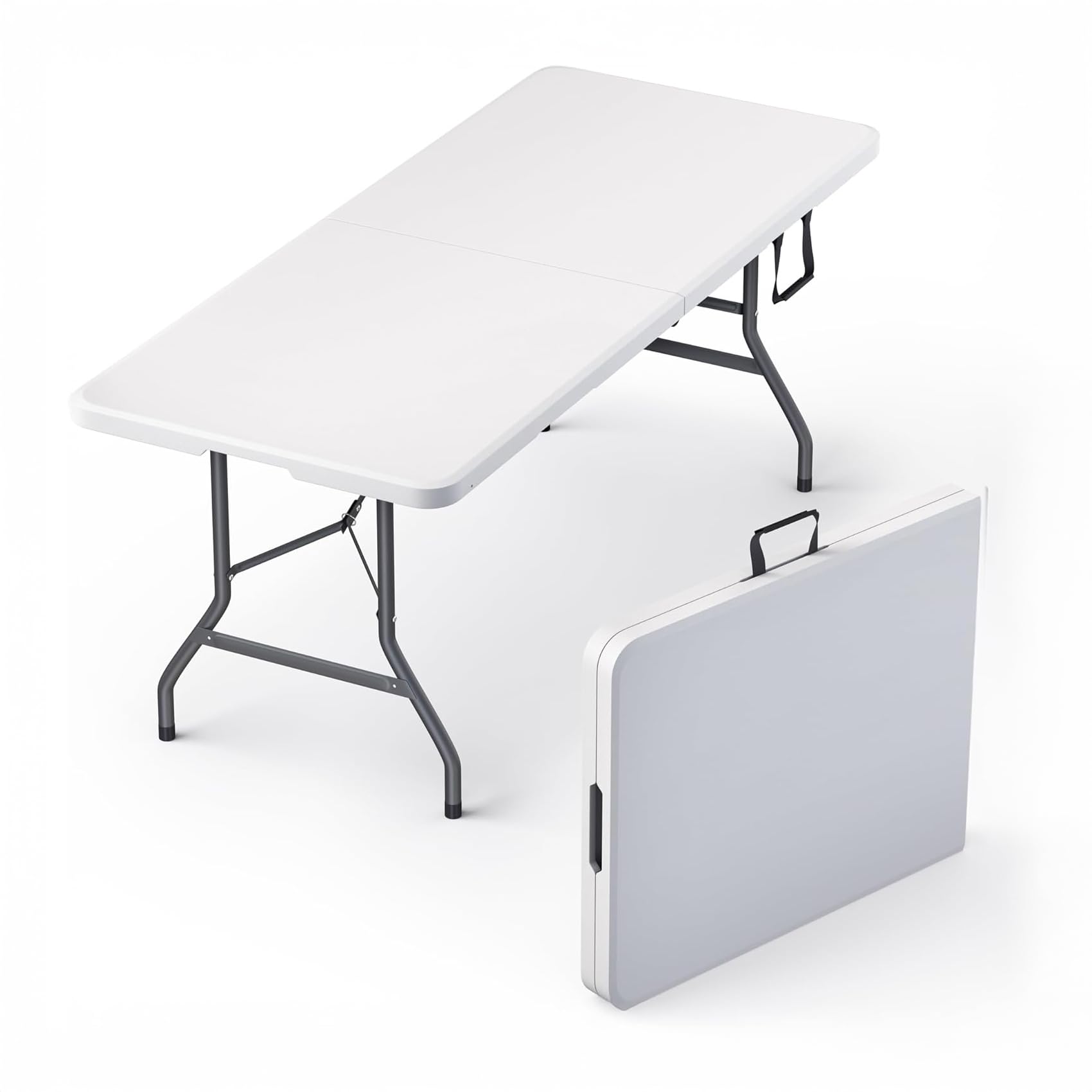 6-Foot Foldable Table with Built in Handle & Steel Legs | Heavy Duty Portable