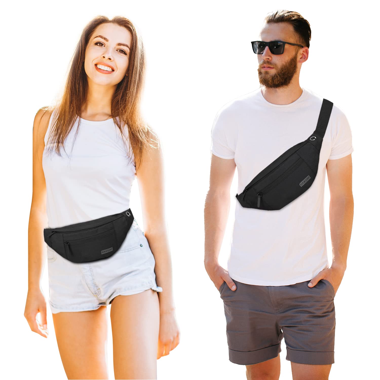 Large Crossbody Fanny Pack with 4-Zipper Pockets, Ideal for Carrying Cash at Garage Sale