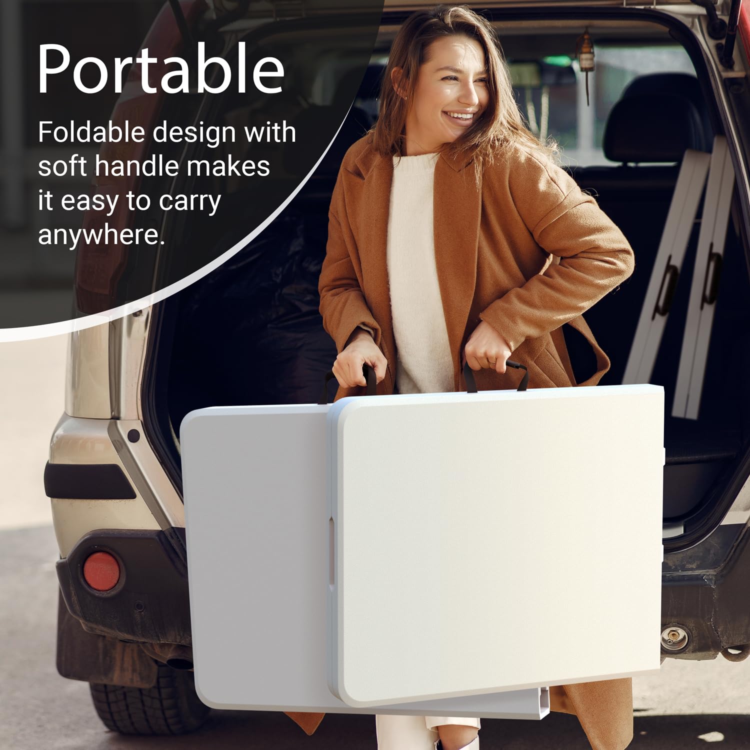 6-Foot Foldable Table with Built in Handle & Steel Legs | Heavy Duty Portable