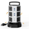 Power Strip Tower Surge Protector, JACKYLED 12 Outlets 6 USB (2 USB C) Charging Station, Extension Cord with Multiple Outlets, 1050J 1625W/13A Outlet Extender 6.5ft Extension Cord for Home Office