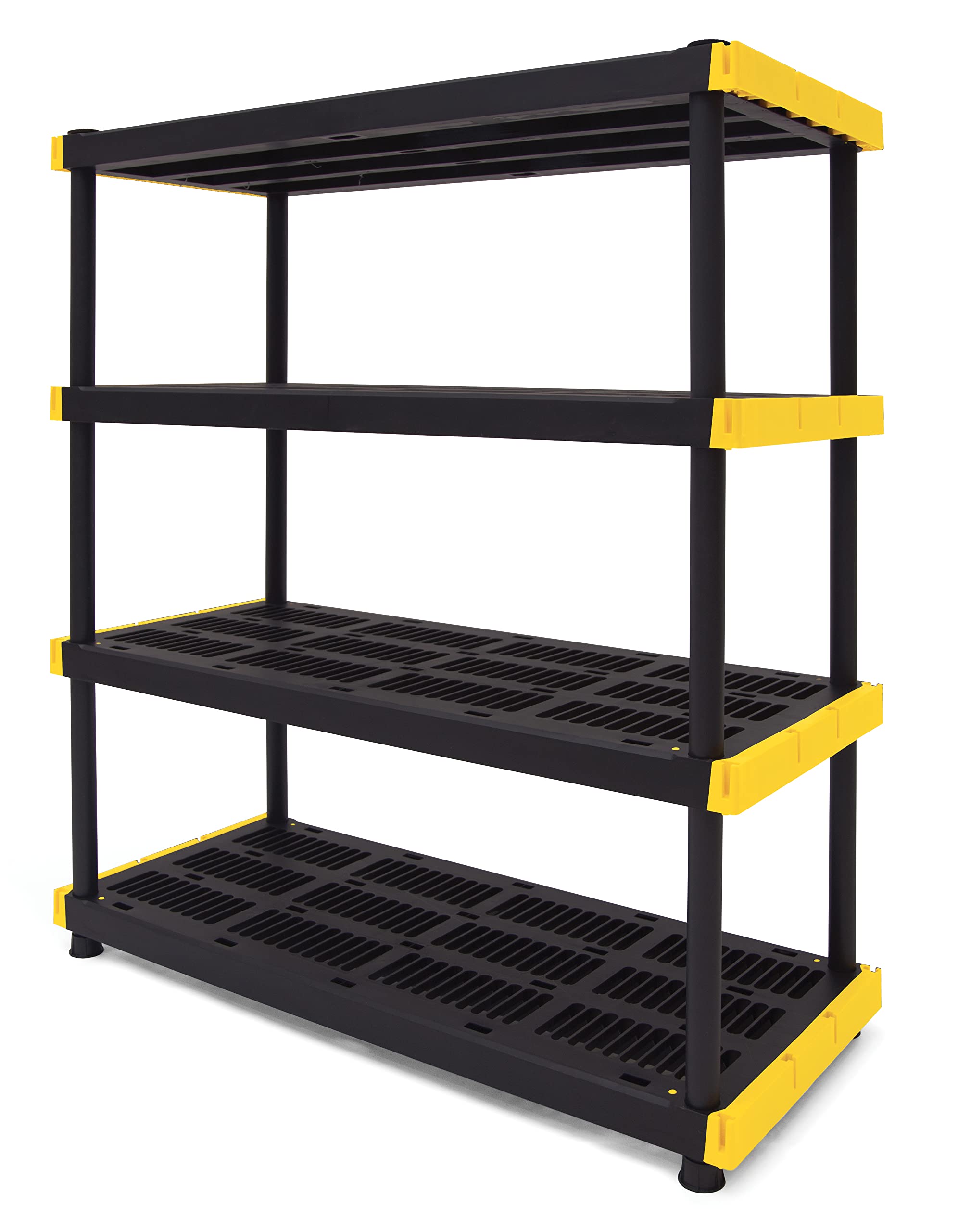CX Black & Yellow®, Shelving Unit and Heavy Duty Storage Containers, Extremely Durable® (Shelf + 27 Gallon Container (8-Pack)
