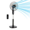 Amazon Basics 16" Pedestal Fan with Remote, Floor Fan, Standing Fan for Bedroom, Living Room, Office, with 3 Speeds, 3 Modes, Timer, Dual-Layered Blades, Adjustable Height, Tilt Head, 60W, Black