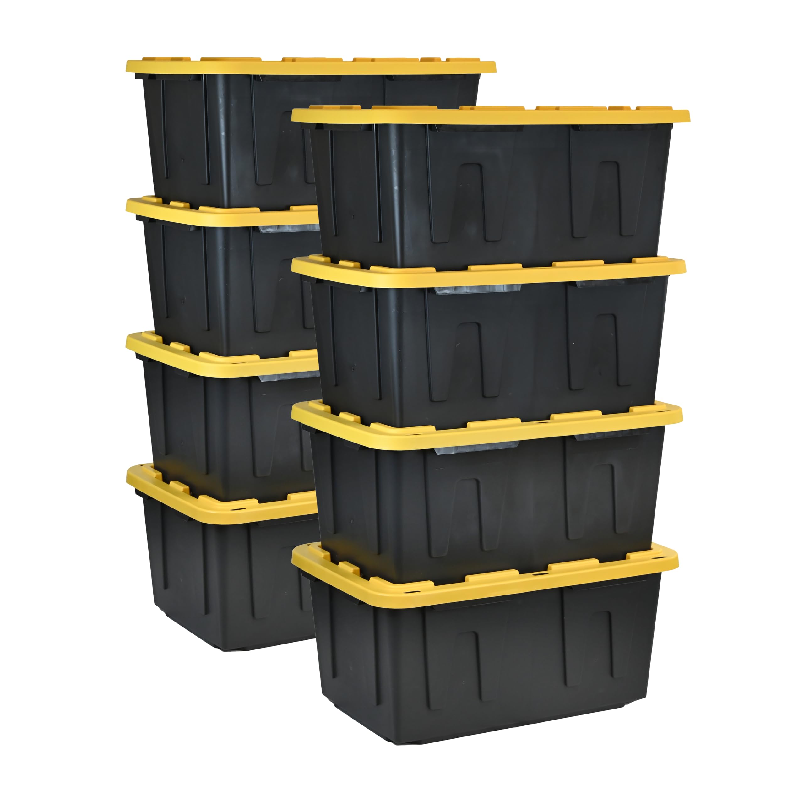 CX Black & Yellow®, Shelving Unit and Heavy Duty Storage Containers, Extremely Durable® (Shelf + 27 Gallon Container (8-Pack)