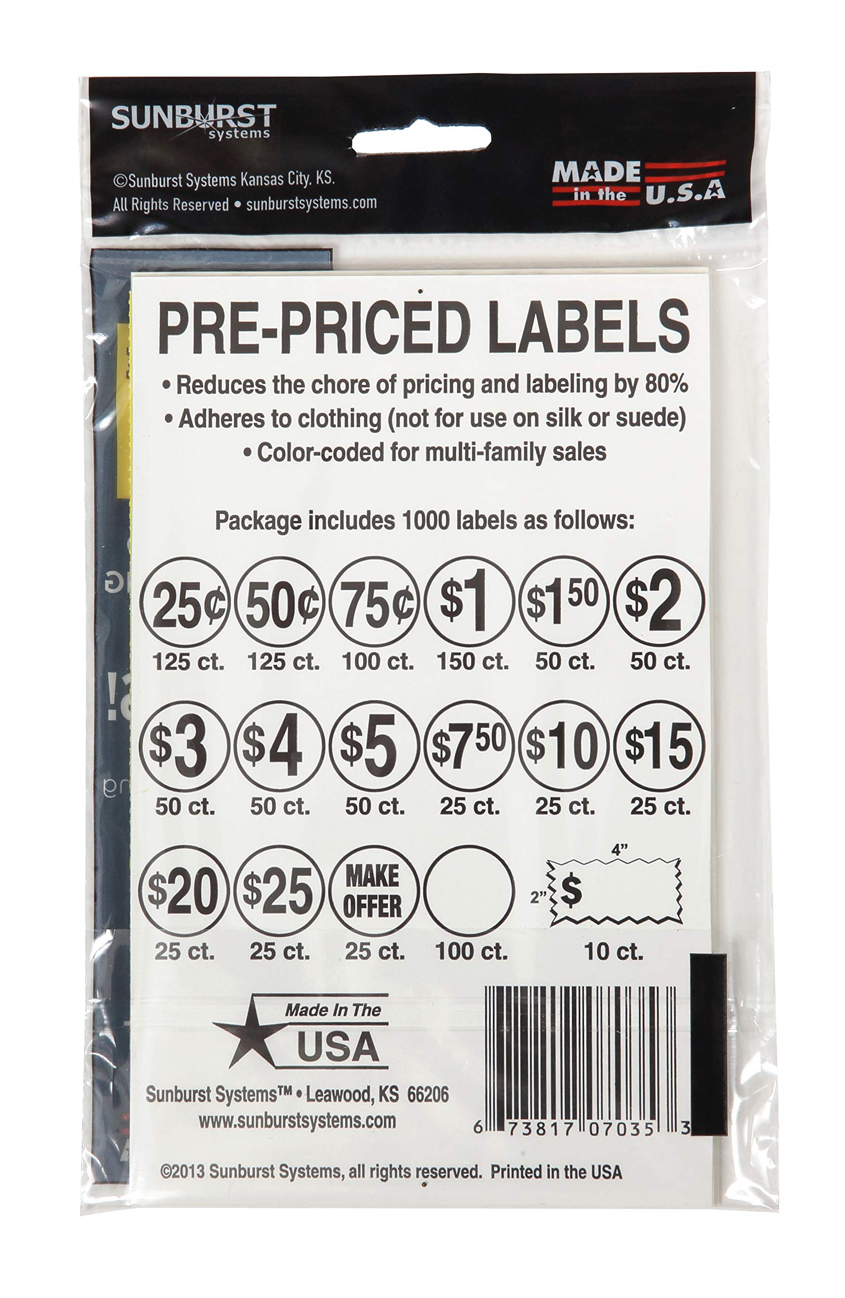 Priced Garage Sale Stickers, 1,000 Count Pre-Printed Labels