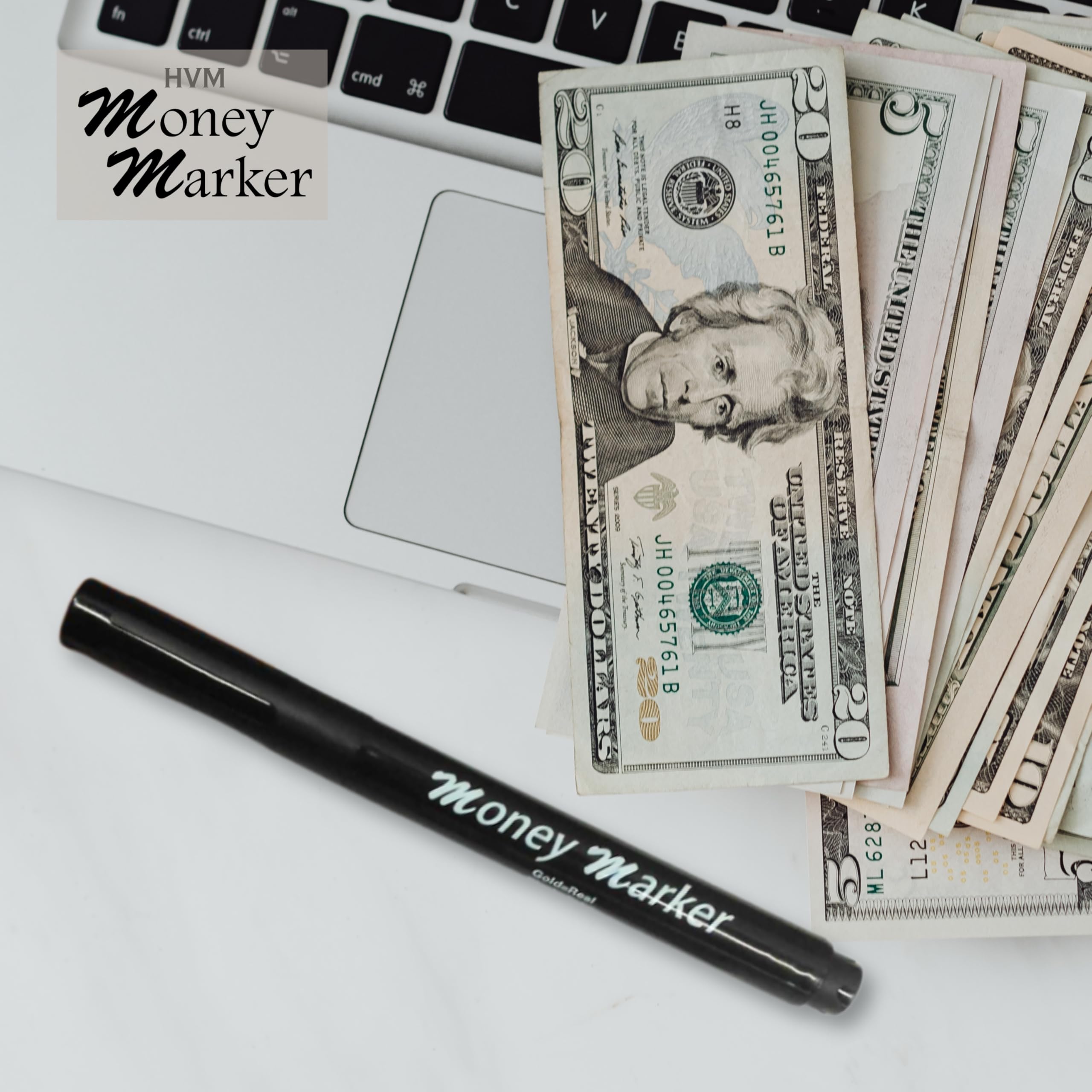 HVM Counterfeit Money Detector Pen (2 Counterfeit Pens) - Money Marker Bill Detector Pen with Upgraded Chisel Tip - Detect Fake Bills, Universal False Currency Checker Pack