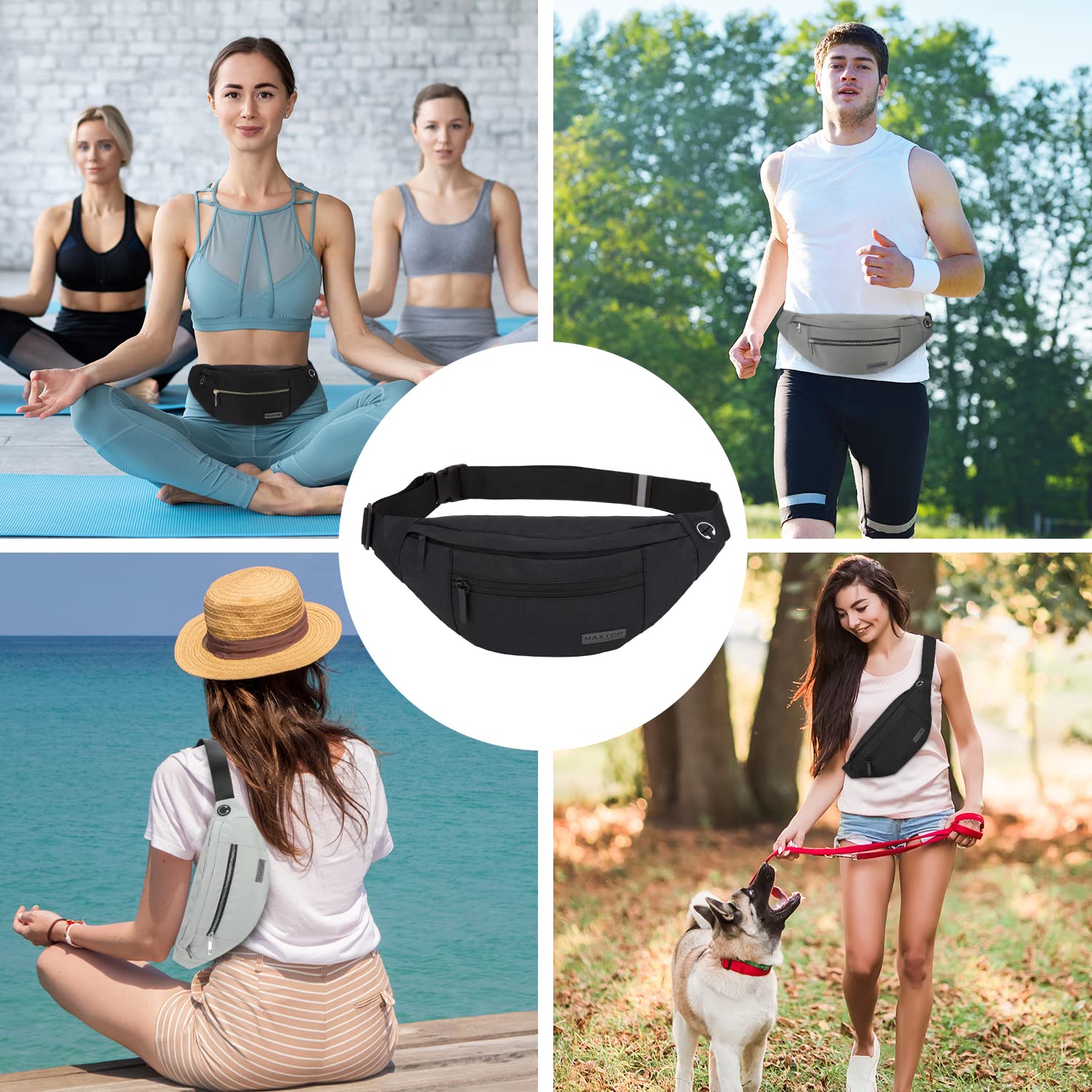 Large Crossbody Fanny Pack with 4-Zipper Pockets, Ideal for Carrying Cash at Garage Sale