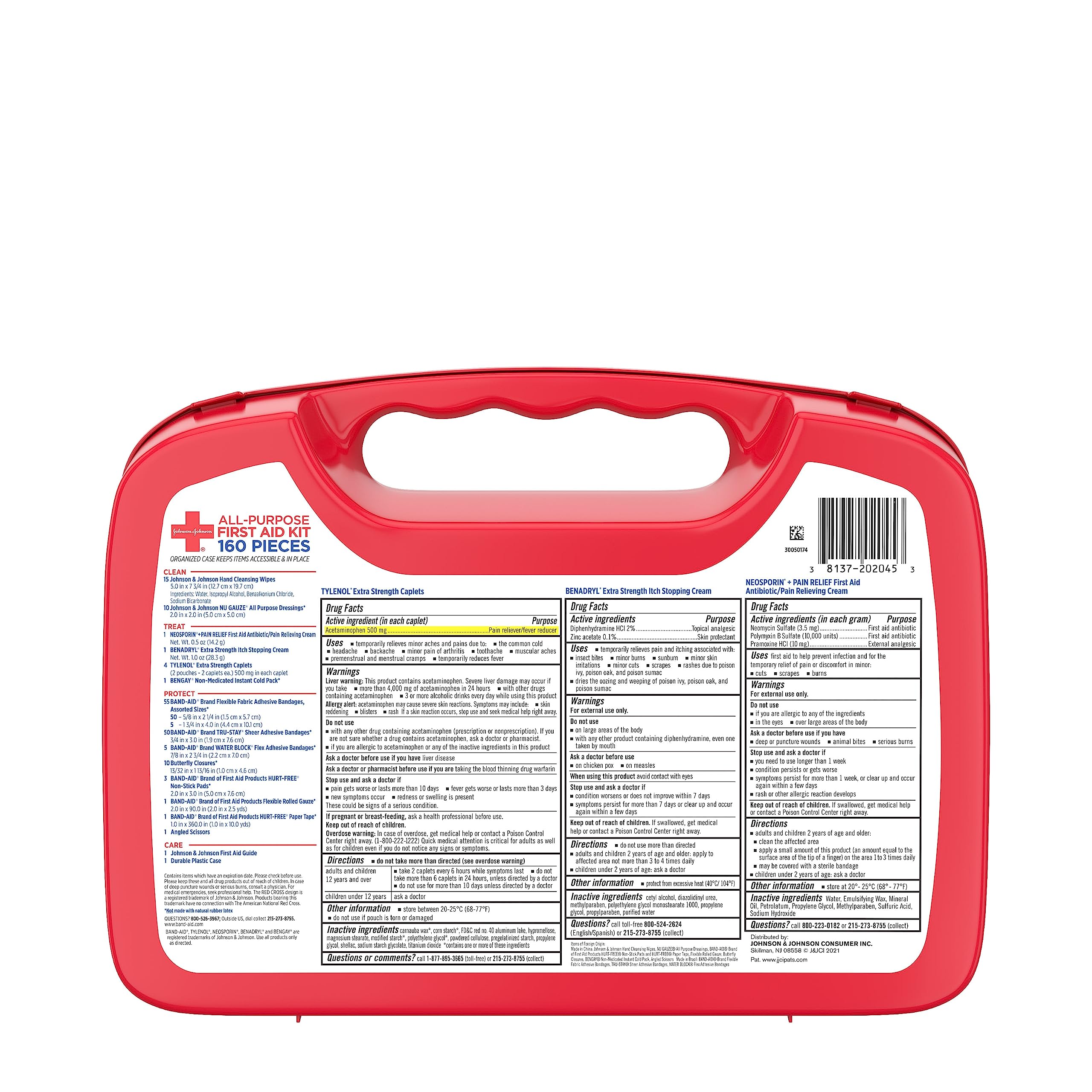 All-Purpose Portable Compact First Aid Kit, 160 Pieces
